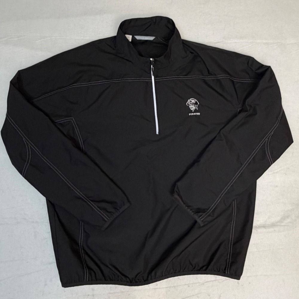 Cutter & Buck Mens CBWeatherTec Pirates logo 1/4 Zip Windbreaker Black Golf L/G